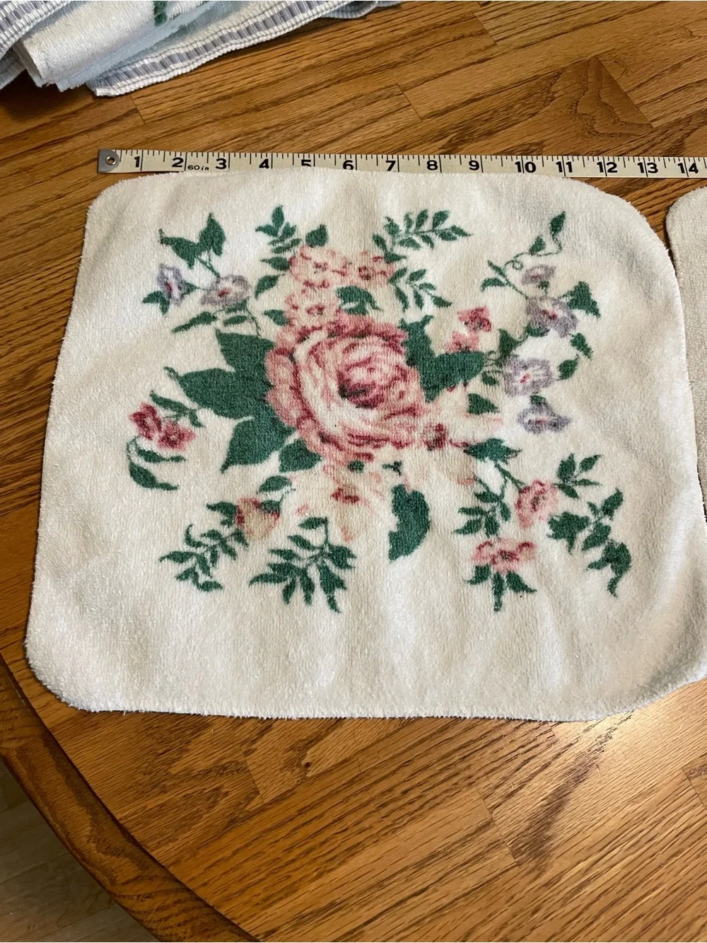 Floral Rose Print Bath Towel Set - Cream and Pink